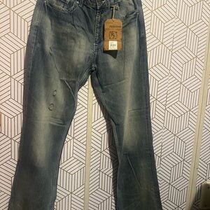 NWT Flypaper Men’s Bootcut Jeans – Size 34x34 – Light Wash – Distressed Look